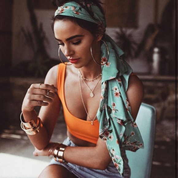 Hair Scarf Silk Stamped Pattern - Picture 9 of 9